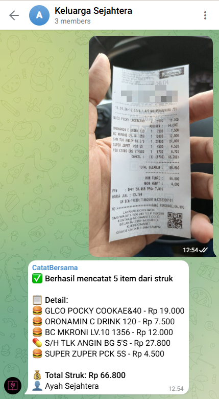 Screenshot contoh berbagai format pencatatan pengeluaran